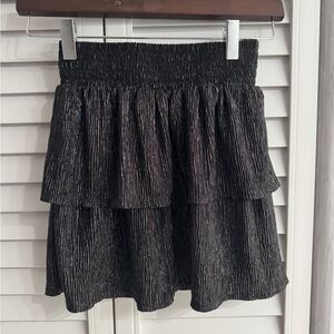 Aqua girls’ black metallic ruffle skirt